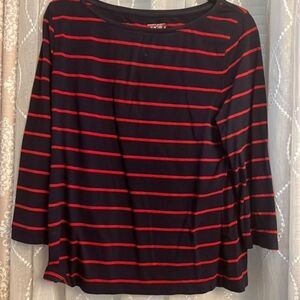 🧡 Rag Top USA Cotton Blend Striped Top – Size LArge